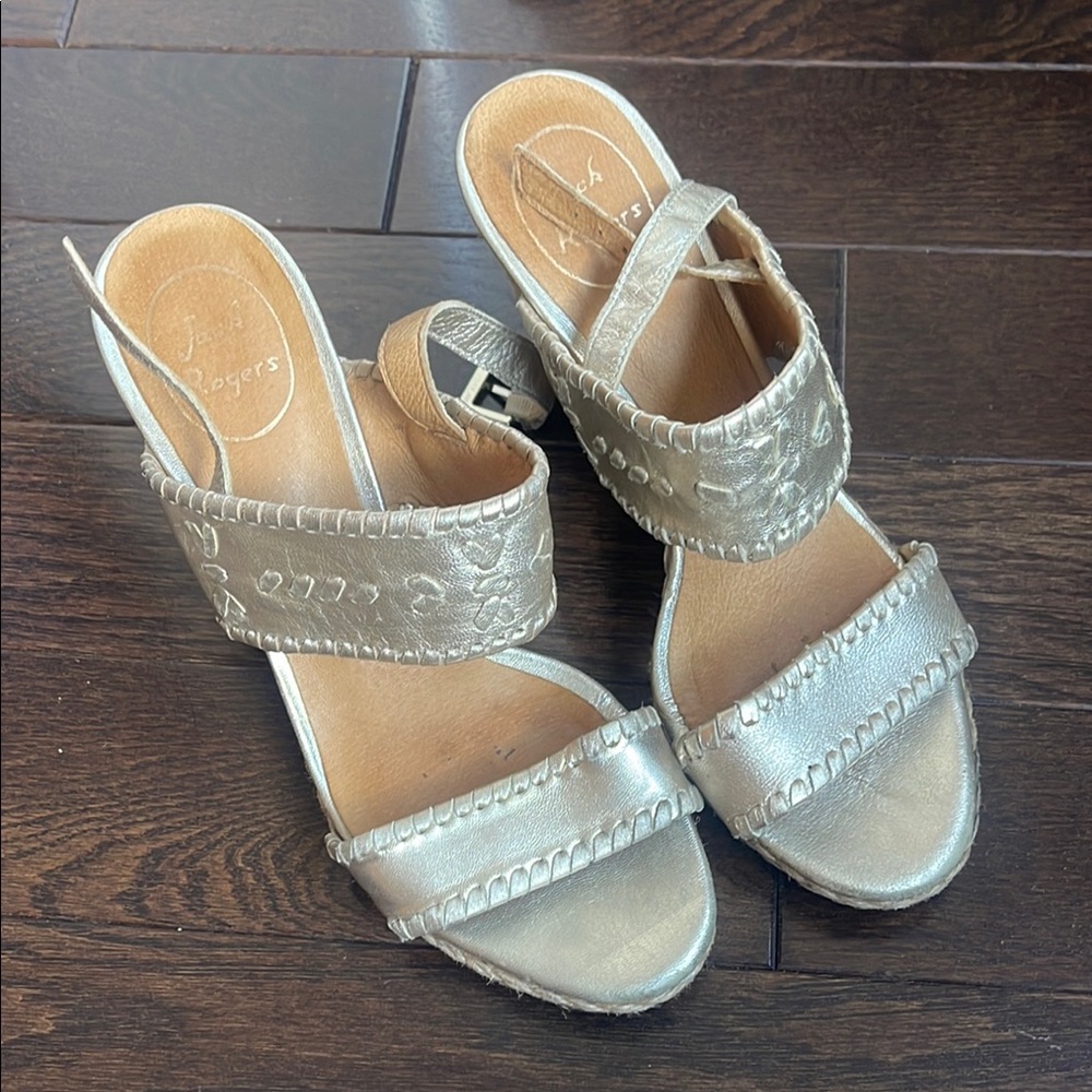 Jack Rogers Gold Twine Wedge Size 8M